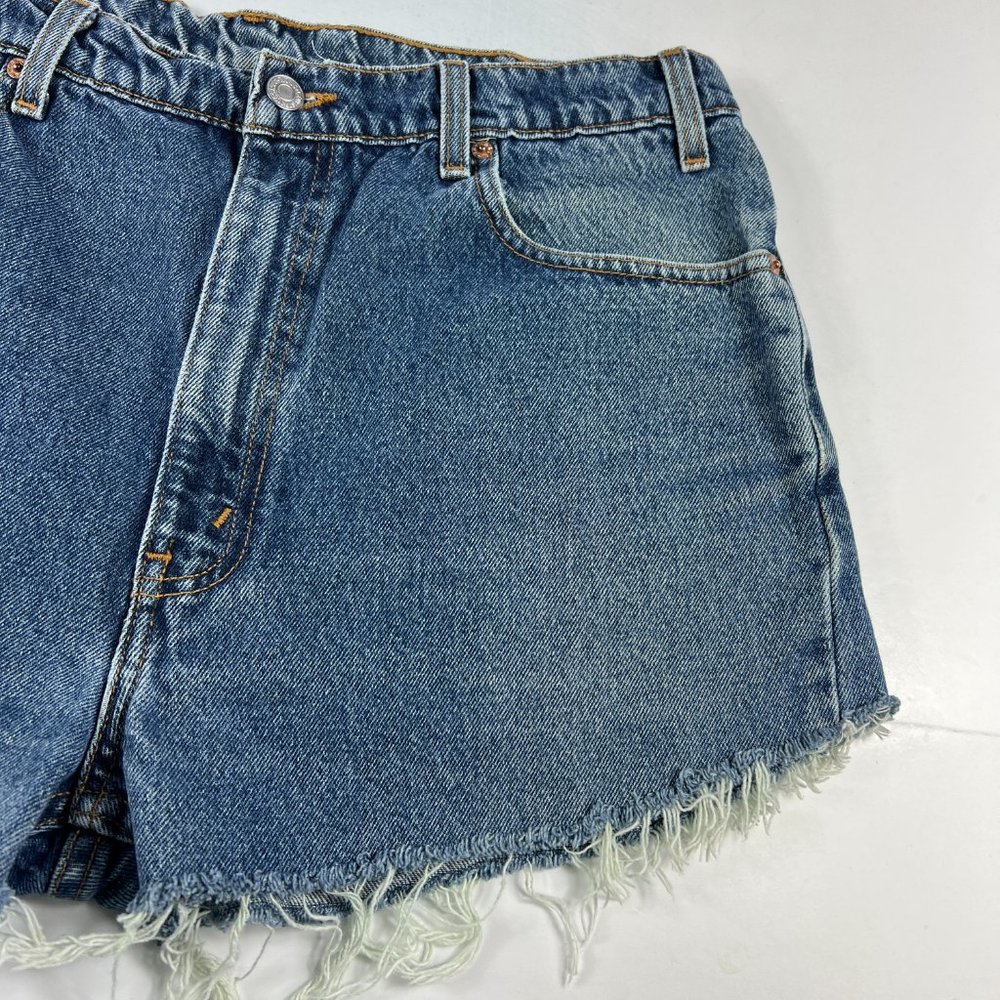 VTG 90s Levi's Jean Shorts Mens 33* 505 Blue Faded Cut Off Denim Jorts Tag 36 - Picture 4 of 16